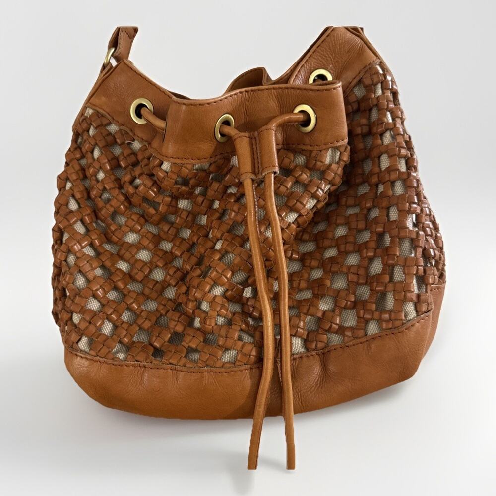 Soft Leather Hobo Shoulder Bag - Marta Ponti Portugul Woven Cognac Boho